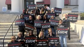 HIV/AIDS health care advocates rallied at the Capitol in Tallahassee to bring lawmakers’ attention to the cuts and to oppose them. (Photo courtesy of the AIDS Healthcare Foundation)
