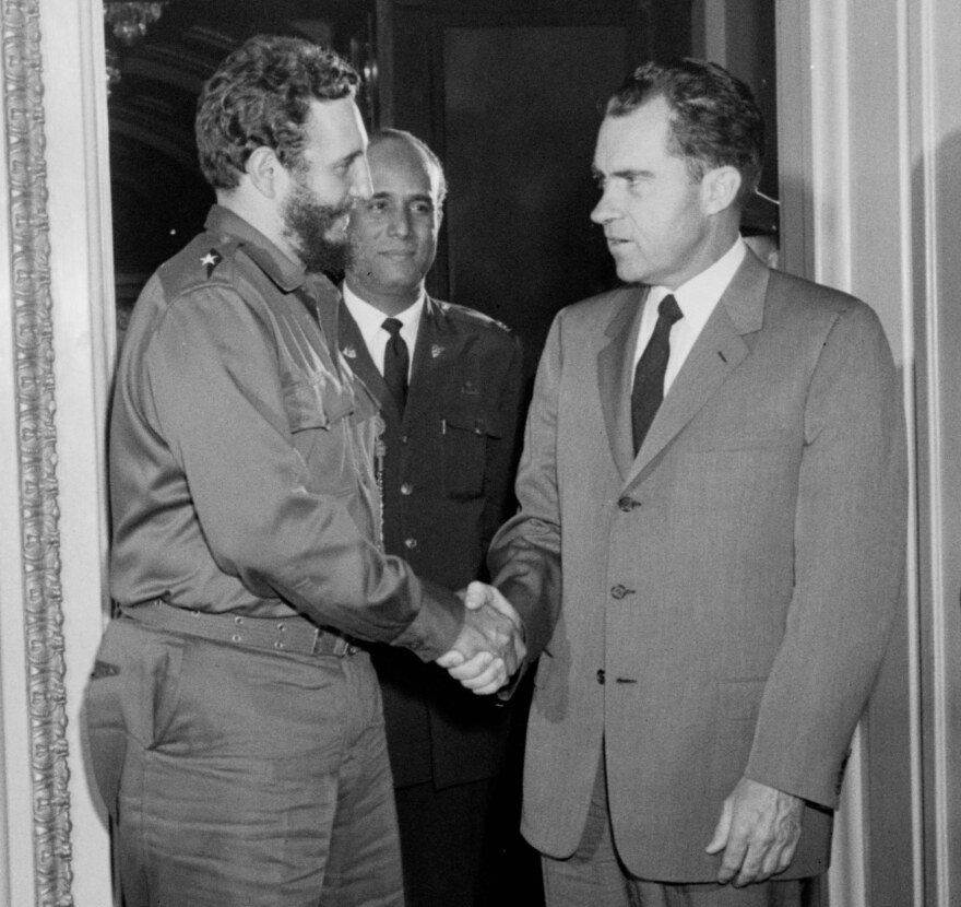 Richard Nixon, then vice president, meets with Cuba's Fidel Castro on April 19, 1959. It was the last time an American leader would meet with one of the Castros until Obama did this past weekend.