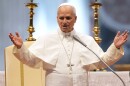 Pope Leo XIV delivers a blessing in St. Peter's Basilica, on the occasion of the weekly general audience at the Vatican, Wednesday, Aug. 5, 2026.
