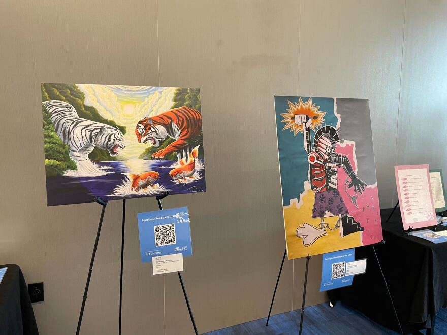 Art made by incarcerated people showcased at the National Conference on Higher Education in Cleveland this week, a result of a collaboration between he Alliance for Higher Education in prison and A Revolutionary Press, a Vermont nonprofit printmaking collective.