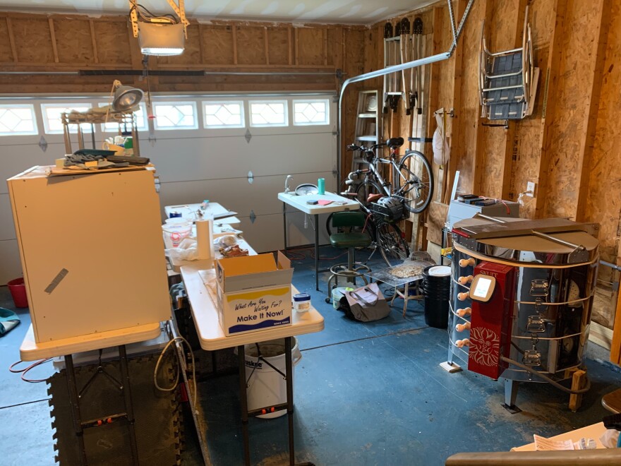 Professional glass sculptor Jacci Delaney converted her garage into her studio when social distancing went into effect in Ohio.