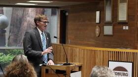 James Cleavenger, Oakridge's City Administrator, speaks at a Board of Lane County Commissioners meeting on Oct. 20, 2026.