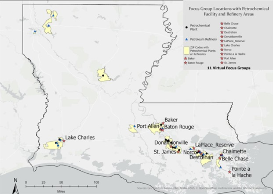 Focus group participation map for CoDA Environmental Health Study