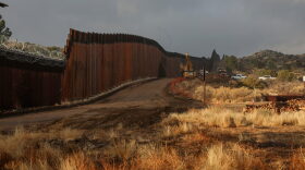 Work is done on a new border wall being constructed in Jacumba, California.