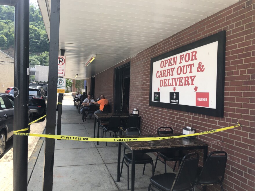 The side of Bella Notte in Pittsburgh's Strip District in 2021 when there were still some restrictions due to the pandemic.