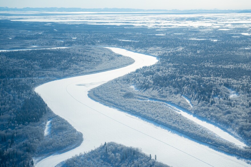 Aniak Slough is seen where it winds its wa