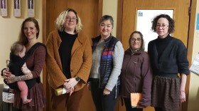 Britt Huffman (from left), Meghan Pollack, Lindsey Collins, Marcee Gray and Leslie Scroggin at KBBI on Jan. 8, 2025.