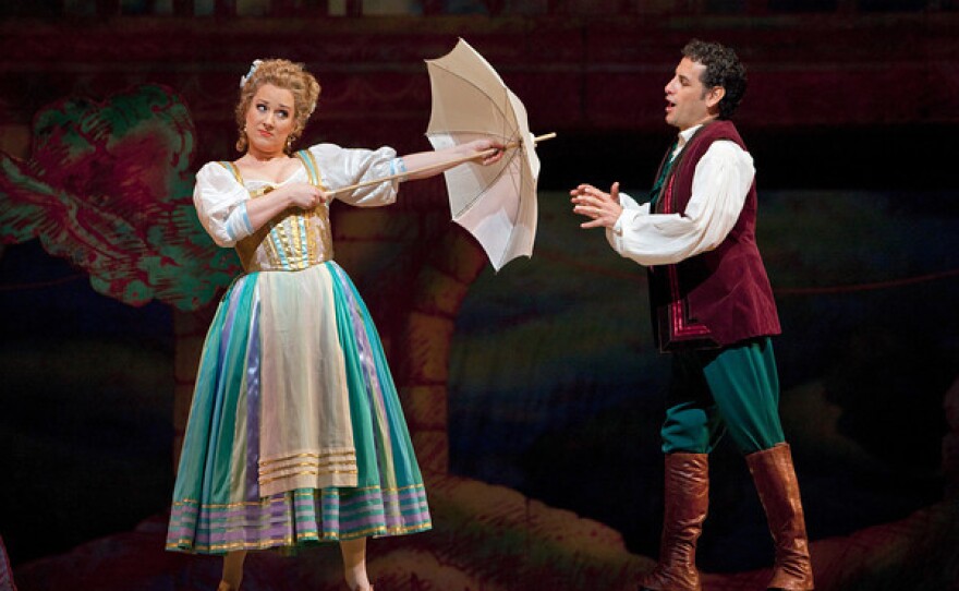 Diana Damrau as Adina and Juan Diego Flórez as Nemorino in Donizetti's "L'Elisir d'Amore."