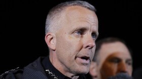 Austin's interim police chief Brian Manley briefs the media on March 21, 2018, in Round Rock, Texas. The suspect in a spate of bombing attacks that terrorized Austin blew himself up with an explosive device as authorities closed in.