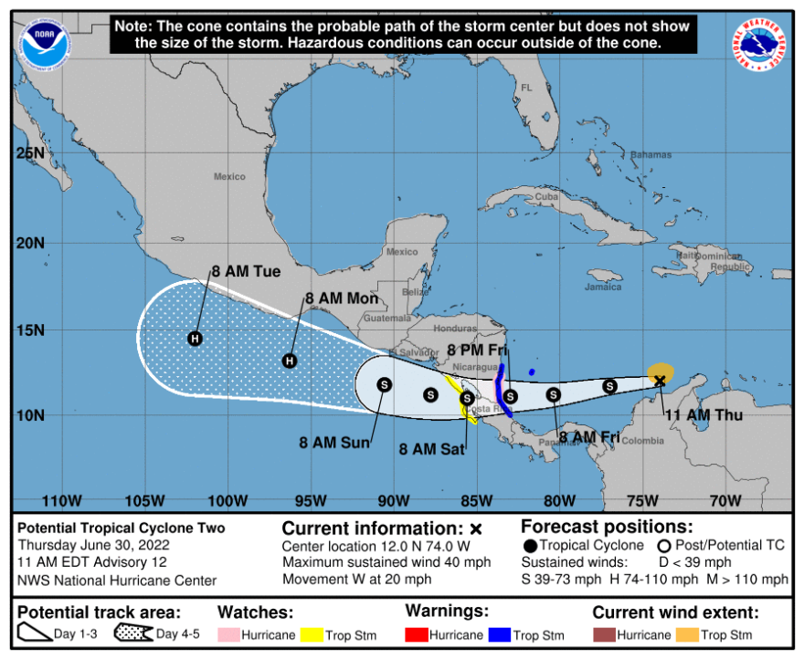 Path of potential cyclone