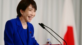 Sanae Takaichi, the newly-elected leader of Japan's ruling party, the Liberal Democratic Party (LDP), attends a press conference after the LDP presidential election in Tokyo Saturday, Oct. 4, 2025. (Yuichi Yamazaki/Pool Photo via AP)
