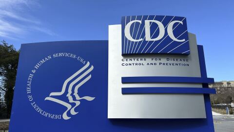 A sign stands at an entrance to the main campus of the Center for Disease Control and Prevention (CDC) in Atlanta, Georgia, Friday, Feb. 14, 2025.