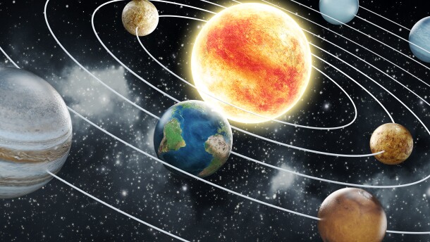 Solar system with eight planets.