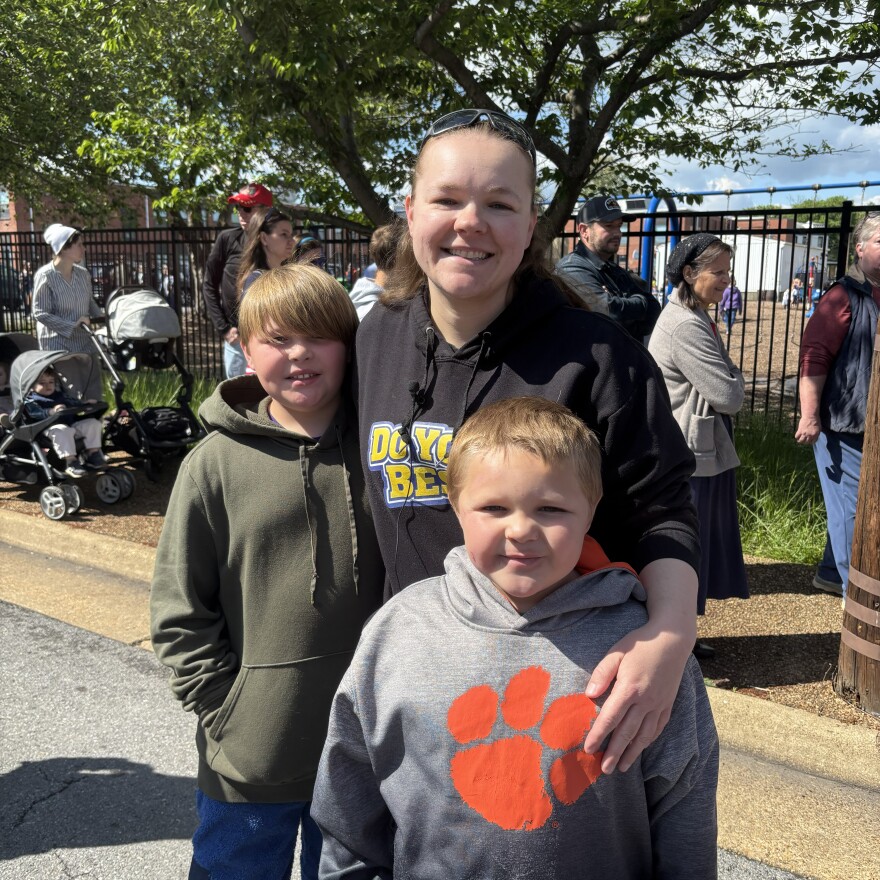 Jessica Padgett and her sons decided to join the crowd since school was canceled for the day.