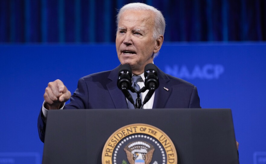 President Joe Biden speaks at the 115th NAACP National Convention in Las Vegas, July 16, 2024. Democrats at the highest levels are making a critical push for Biden to reconsider his election bid. Former President Barack Obama has privately expressed concerns to Democrats about Biden's candidacy. And Speaker Emerita Nancy Pelosi privately warned Biden that Democrats could lose the ability to seize control in the House if he didn't step away from the race. Biden says he's not dropping out believing he's best to beat the Republican Trump.
