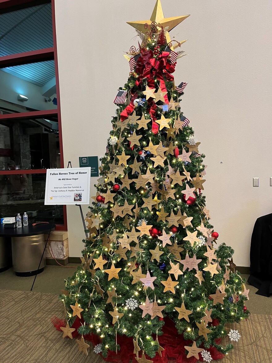 The tree-lighting ceremony for the Fallen Heroes Tree of Honor at Central Illinois Regional Airport on Thursday, Nov. 17, 2022.