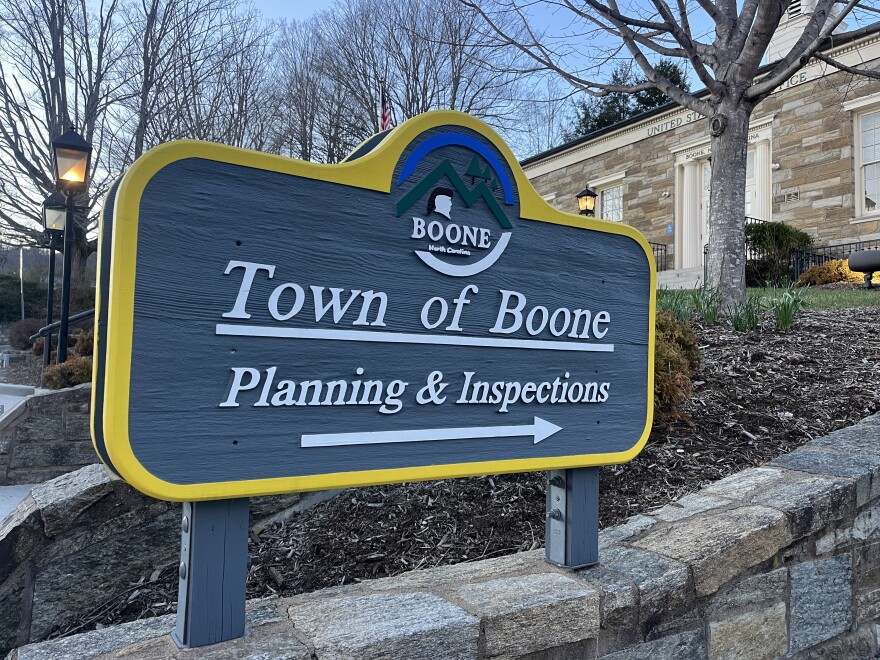 A sign marking Boone's planning department