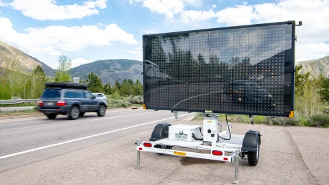 Two Flock cameras were mounted to light-up message boards on the way into Aspen. They were not yet operational before the Aspen Police Department decided to scrap its contract with the company over community concerns.