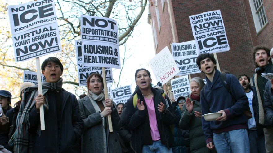 Protesters called for court officials to switch to mostly virtual hearings. The Deportation Defense Network said this would “instantly cut off a major source of ICE detentions in Rhode Island."
