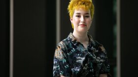 Indigo Giles on the campus of the University of Texas in Austin, on Apr. 27, 2021. Giles, who is gender nonbinary, had top surgery performed in high school — something that would be illegal under a slate of bills currently making its way through the Texas Legislature.