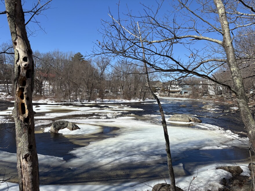 Melting ice in the Contoocook River in Henniker.
