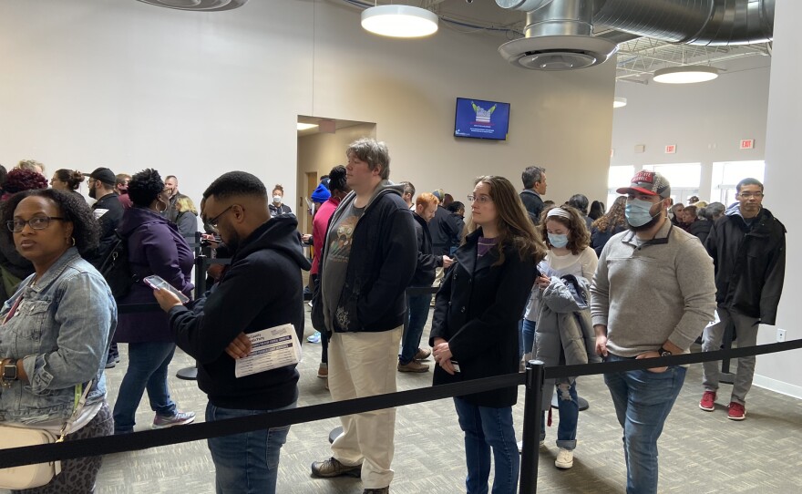 Some voters showed up for early voting wearing masks.