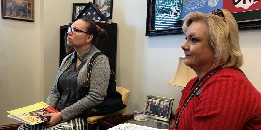 Putnam City teachers Nikki Craig (left) and Lisa Myers (right) visited the state capitol on Mar. 26, 2019 to lobby for increased education funding.