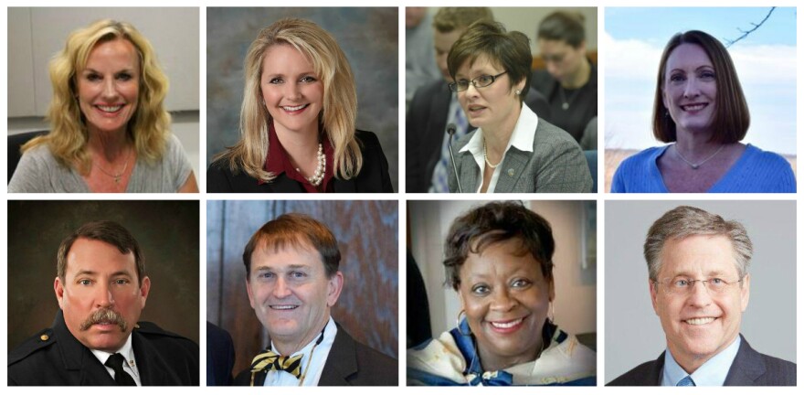 Greitens' Cabinet appointees shown clockwise from top left: Sarah Steelman, Chris Chinn, Anne Precythe, Carol Comer, Joel Walters, Chlora Lindley-Myers, Randall Williams, Charles "Drew" Juden