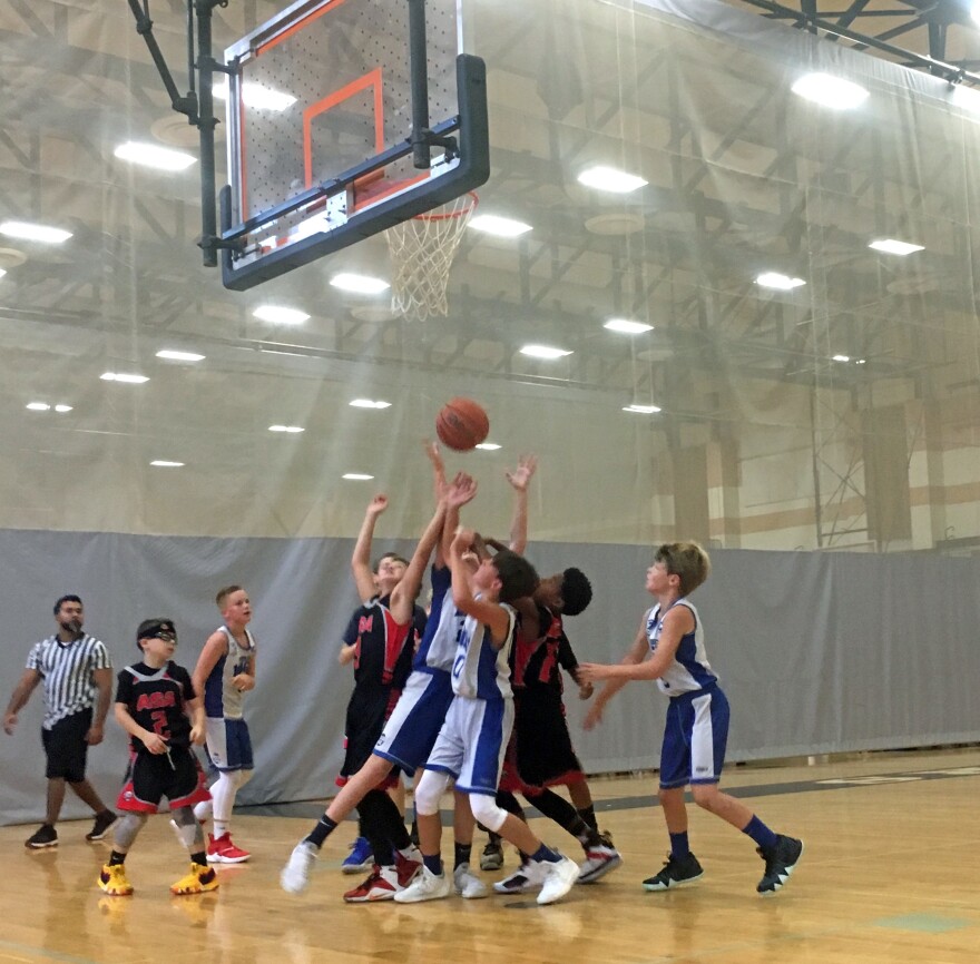 A youth basketball game in Winchester, Mass.