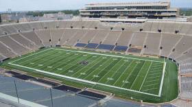 The University of Notre Dame football stadium as seen in fall of 2017.
