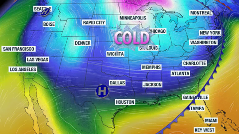 Cold air invasion during the last week of 2025.