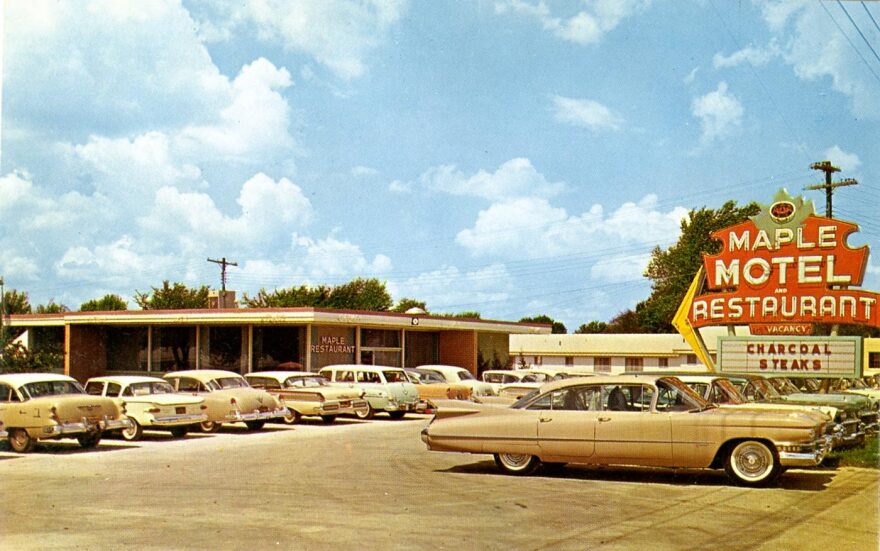 The Maple Motel was built in Springfield, Missouri, in 1947. Originally a café, the restaurant was added by owner Hobart McBride in 1957.