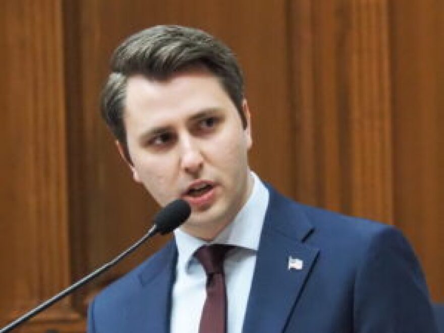 Rep. Andrew Ireland, R-Indianapolis, speaks on the House floor on Monday, April 14, 2025.