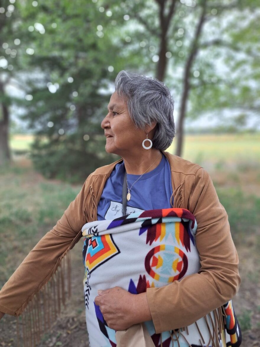 Otoe-Missouria tribe member Addie Jo Tohee stands on Nebraska land on the city of Lincoln's first "Otoe-Missouria Day."