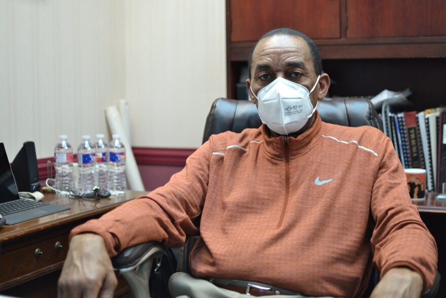 John Fairman, CEO of Delta Health Center in Mound Bayou, Miss., in his office, March 3, 2021.  