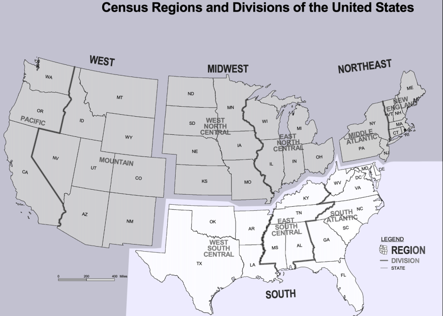  Census Bureau Regions and Divisions with States