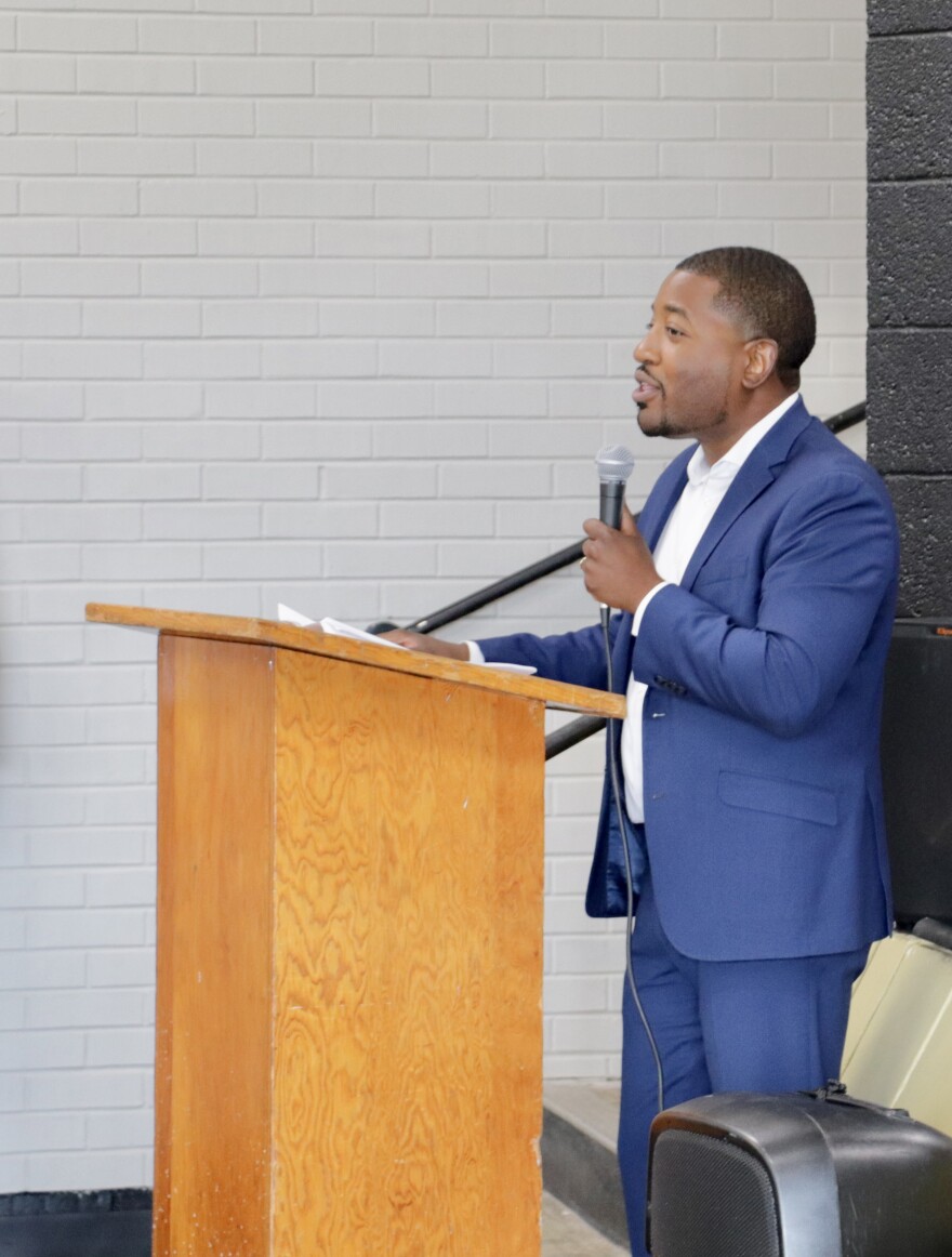 OKC Ward 7 Councilman Camal Pennington addresses attendees at a town hall he hosted last month about the upcoming bond vote.