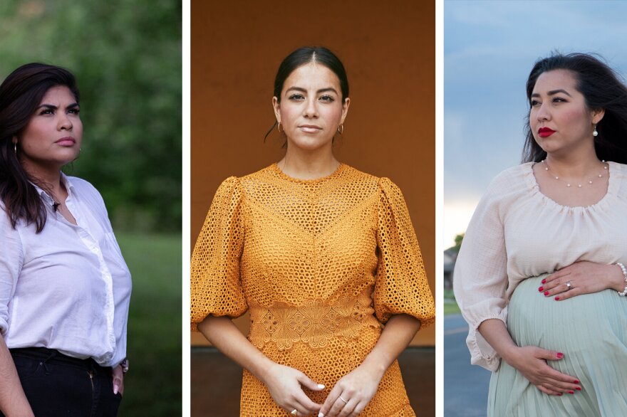 Three side-by-side portraits of Latina journalists Kristen Aguirre, Lori Lizarraga and Sonia Gutierrez.