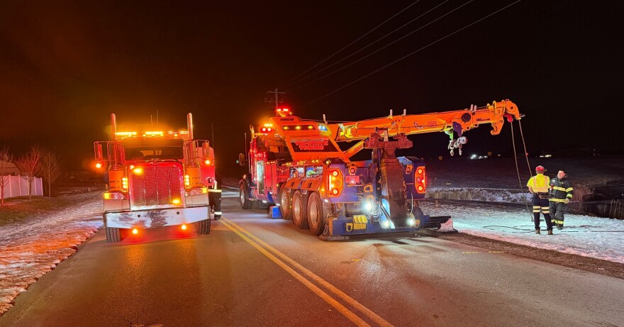 Equipment on the scene of a water rescue off Oak Grove Road Feb. 8, 2026