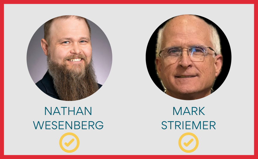 Incumbent State Sen. Nathan Wesenberg and endorsed House District 10A candidate Mark Striemer will both advance to the general election on Nov. 3, 2026.