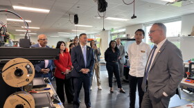 U.S. Secretary of Education Miguel Cardona discusses training teachers at NeoCity Academy in Kissimmee.