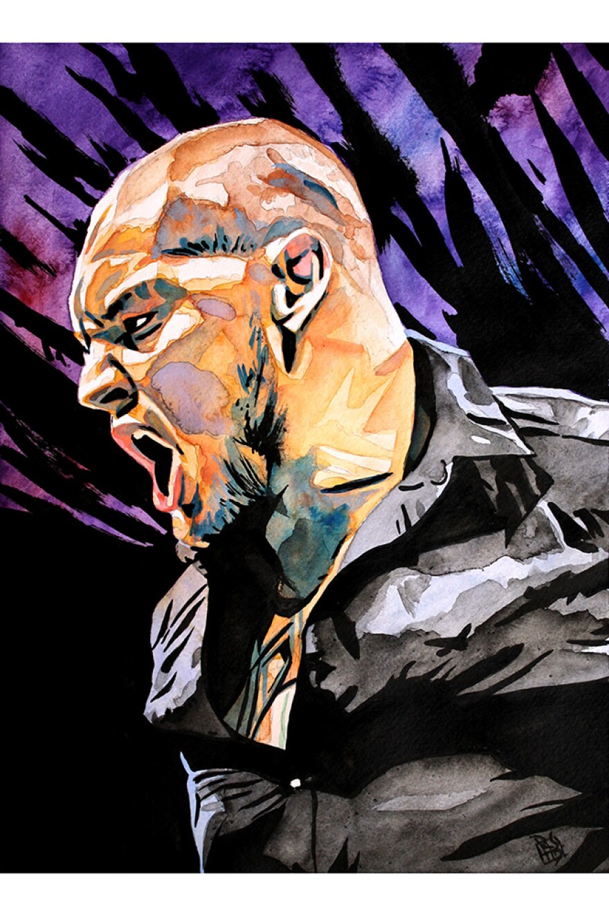 WWE wrestler and Kansas City native Baron Corbin painted by Schamberger in 2019.