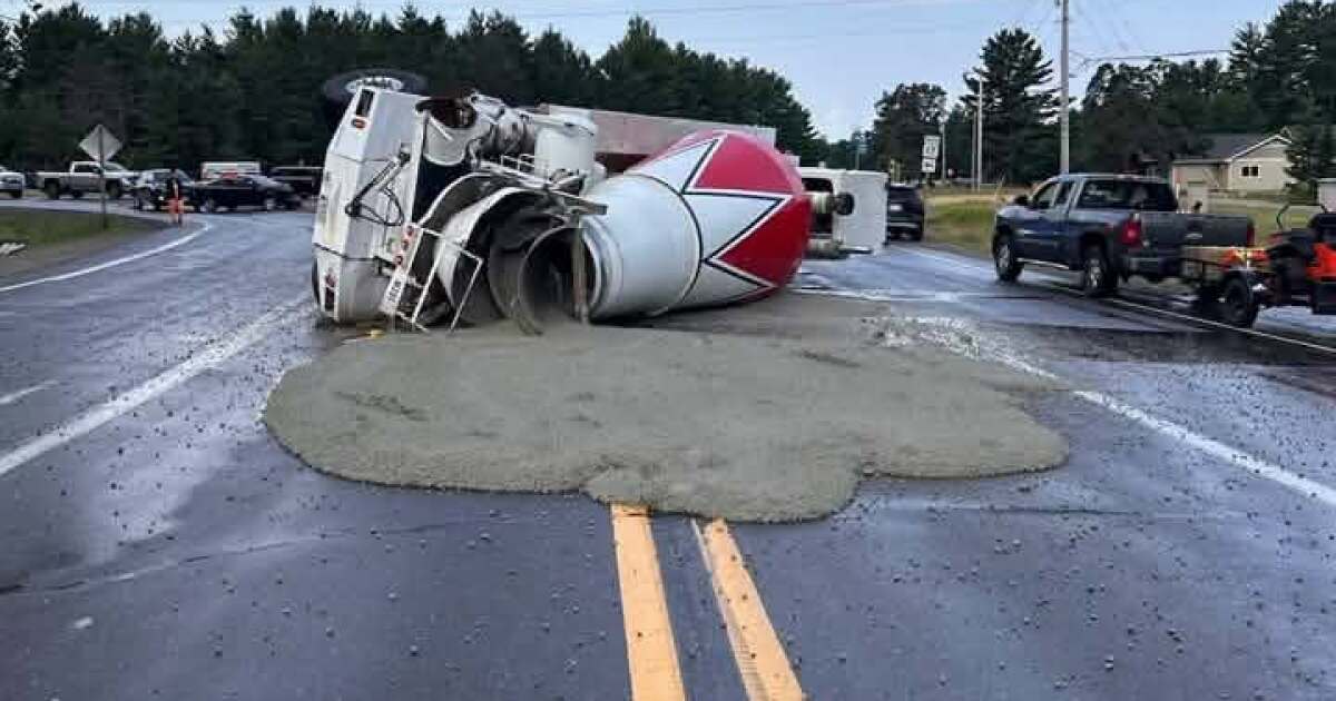 Cement truck crash closed a major intersection near Eagle River