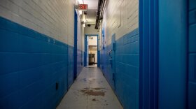 An empty corridor at the Navajo Nation Detention in Shiprock, Tuesday, April 13, 2021.