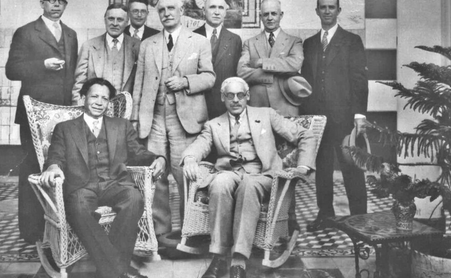 Dr. Aureliano Urrutia and front left, with contemporaries in Mexico