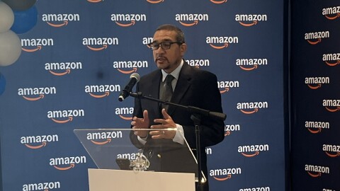 Sergio Loureiro, Amazon Web Services' vice president of global data center operations, speaks at a June 3 ribbon-cutting for the Administration Building at their new data center near New Carlisle. Although they won a property tax abatement in 2024 from the St. Joseph County Council, four Republican council members this week sent Amazon a letter asking it to voluntarily pay into a fund that would reduce property tax bills for homeowners.