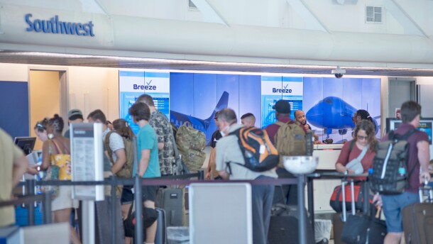Photo from Jacksonville International Airport showing the check-in desks.