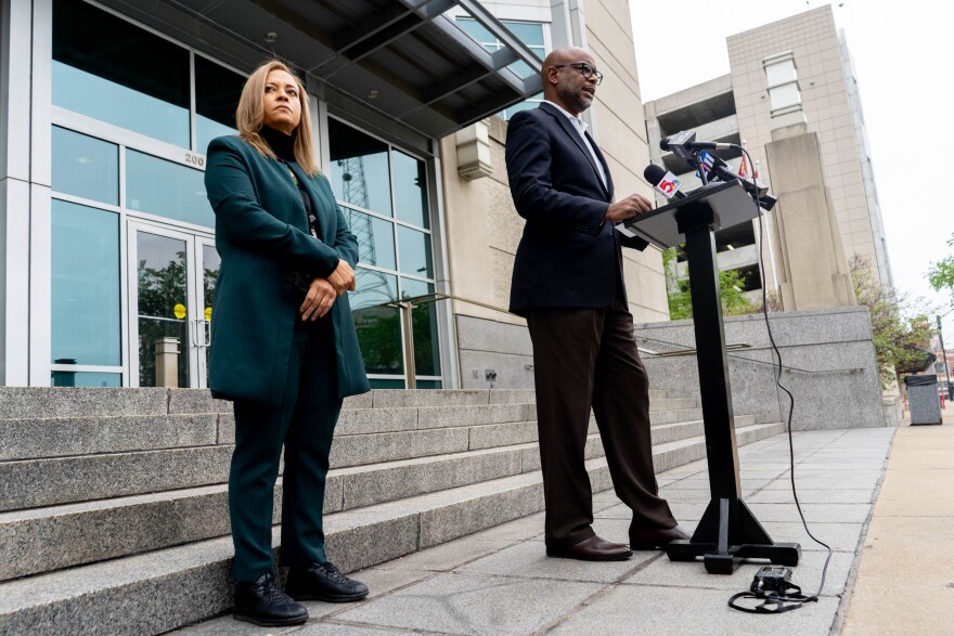 Dan Isom, interim public safety director, speaks to the media regarding upgrades to the City Justice Center alongside Corrections Commissioner Jennifer Clemons-Abdullah