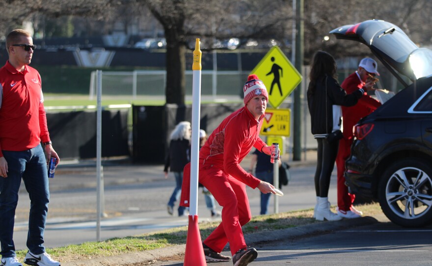 ISU fans at a tailgating event