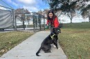 Volunteer Tina Bear walks Zeus at Charlotte-Mecklenburg Animal Care & Control on Byrum Drive in Charlotte, North Carolina.